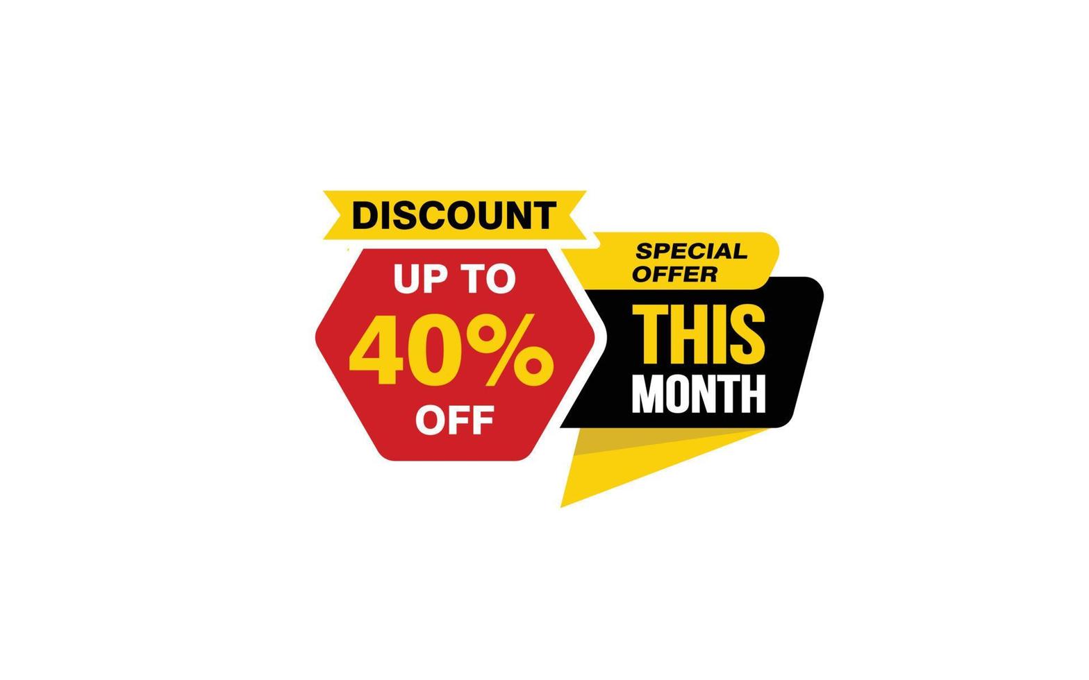 40 Percent THIS MONTH offer, clearance, promotion banner layout with sticker style. vector