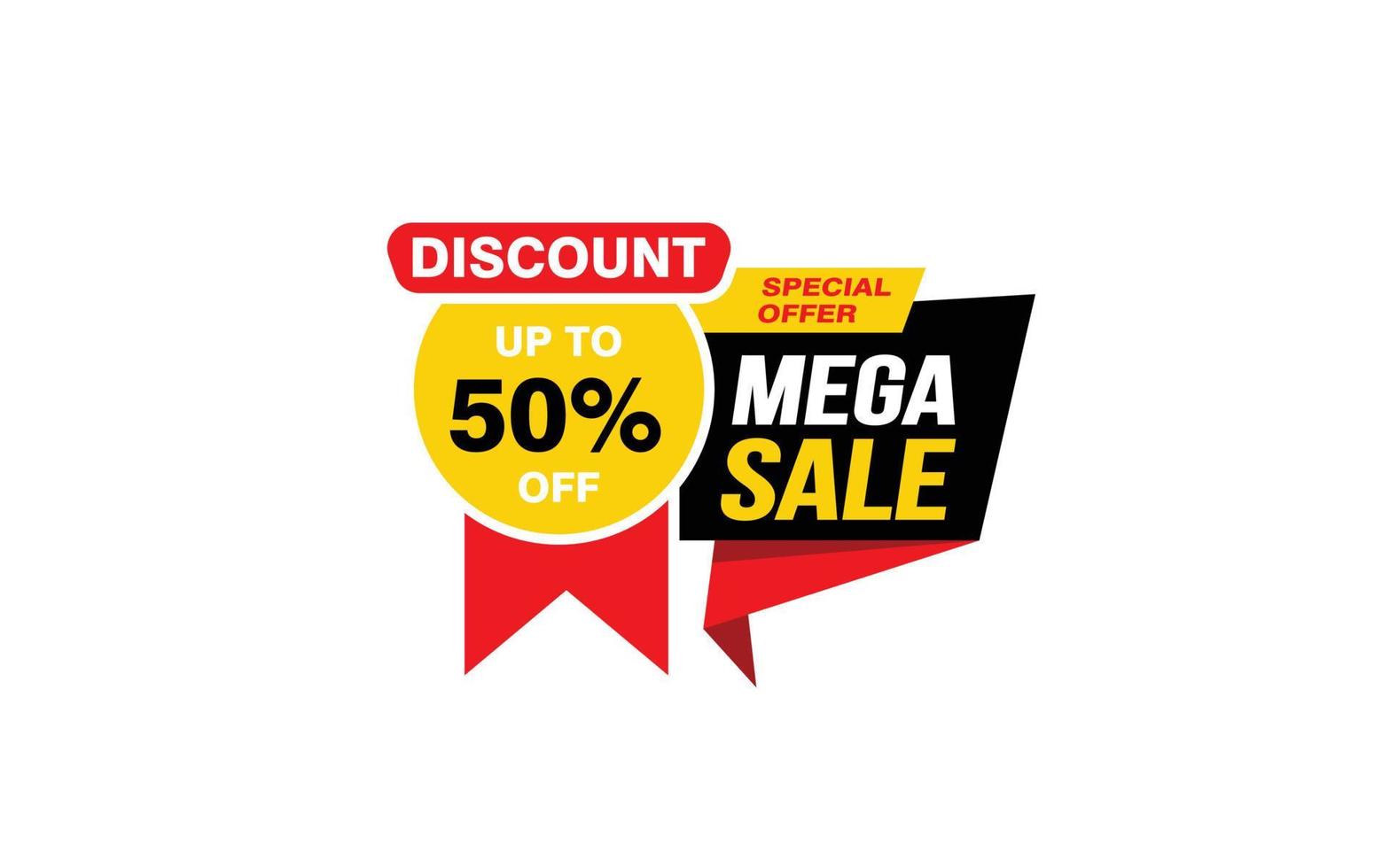 50 Percent MEGA SALE offer, clearance, promotion banner layout with sticker style. vector