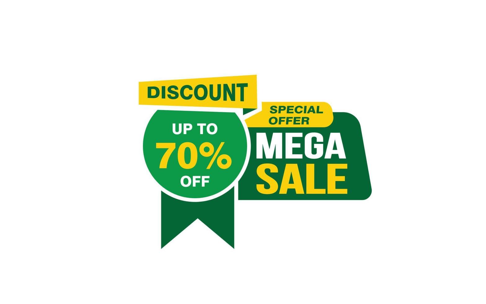 70 Percent MEGA SALE offer, clearance, promotion banner layout with sticker style. vector