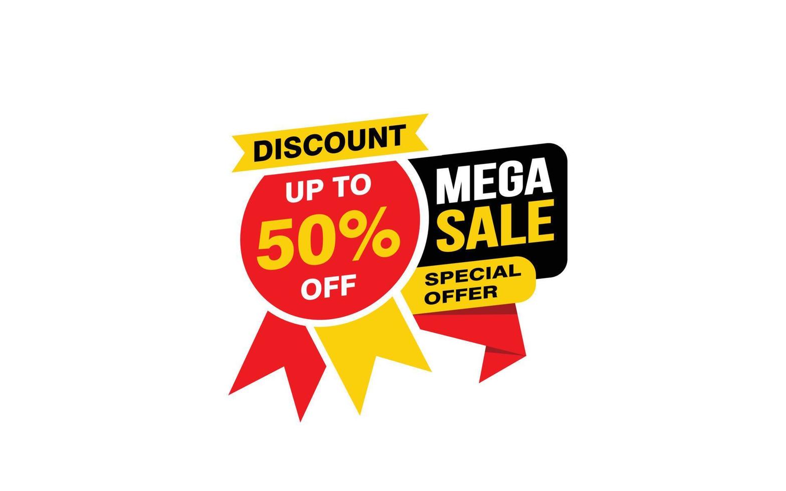 50 Percent MEGA SALE offer, clearance, promotion banner layout with sticker style. vector