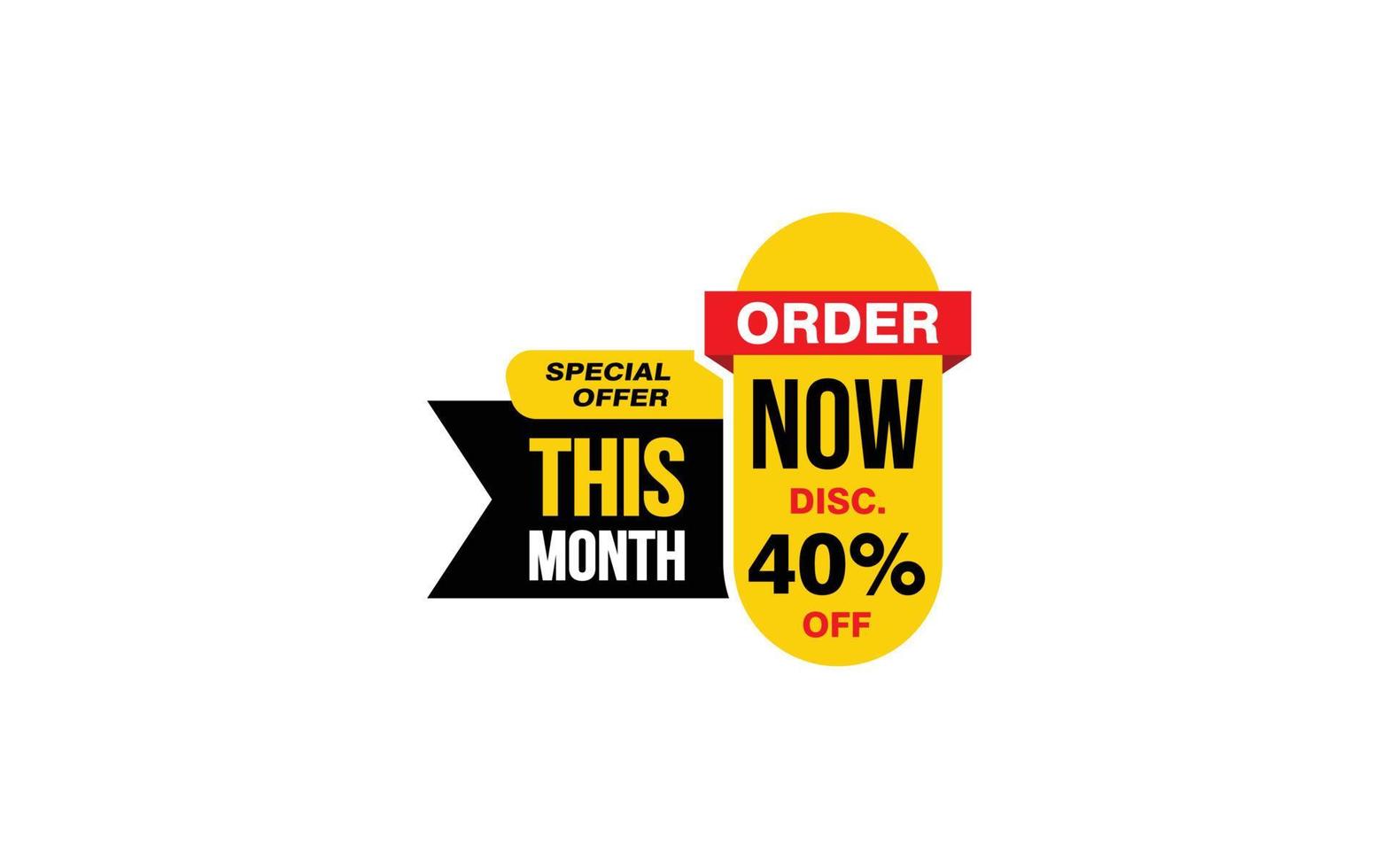 40 Percent THIS MONTH offer, clearance, promotion banner layout with sticker style. vector
