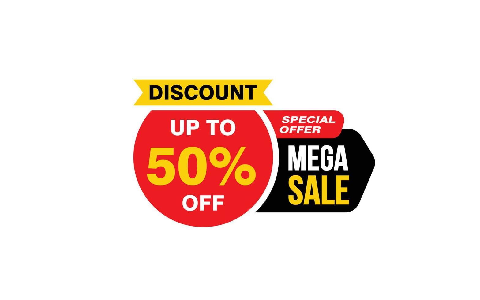 50 Percent MEGA SALE offer, clearance, promotion banner layout with sticker style. vector