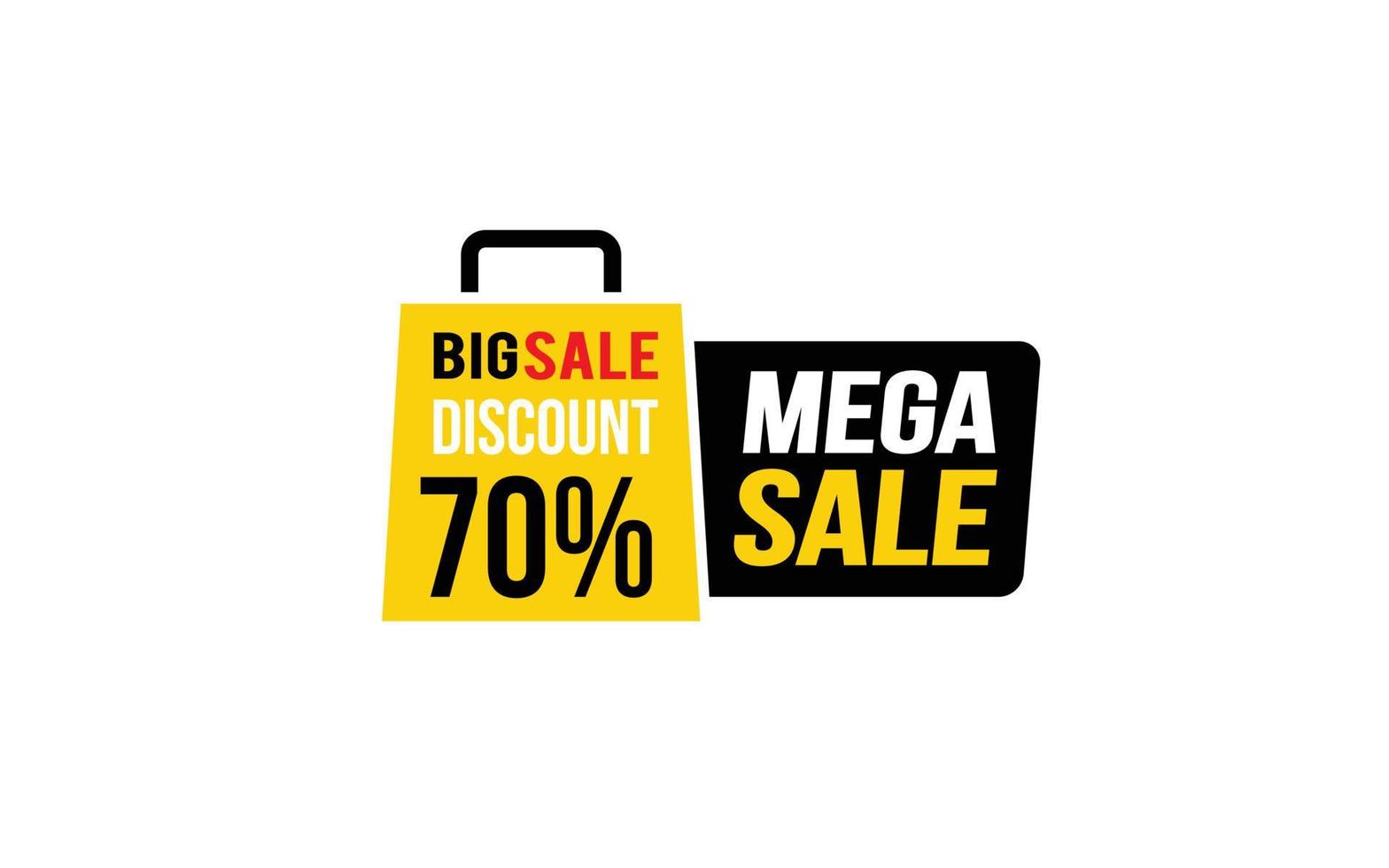 70 Percent MEGA SALE offer, clearance, promotion banner layout with sticker style. vector