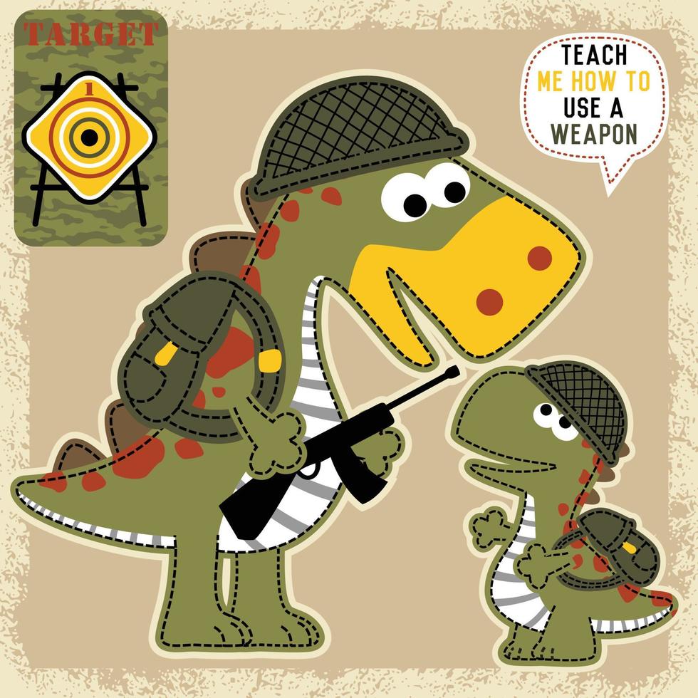dinosaurios divertidos en traje de soldado, ilustración de dibujos animados  vectoriales 18915536 Vector en Vecteezy