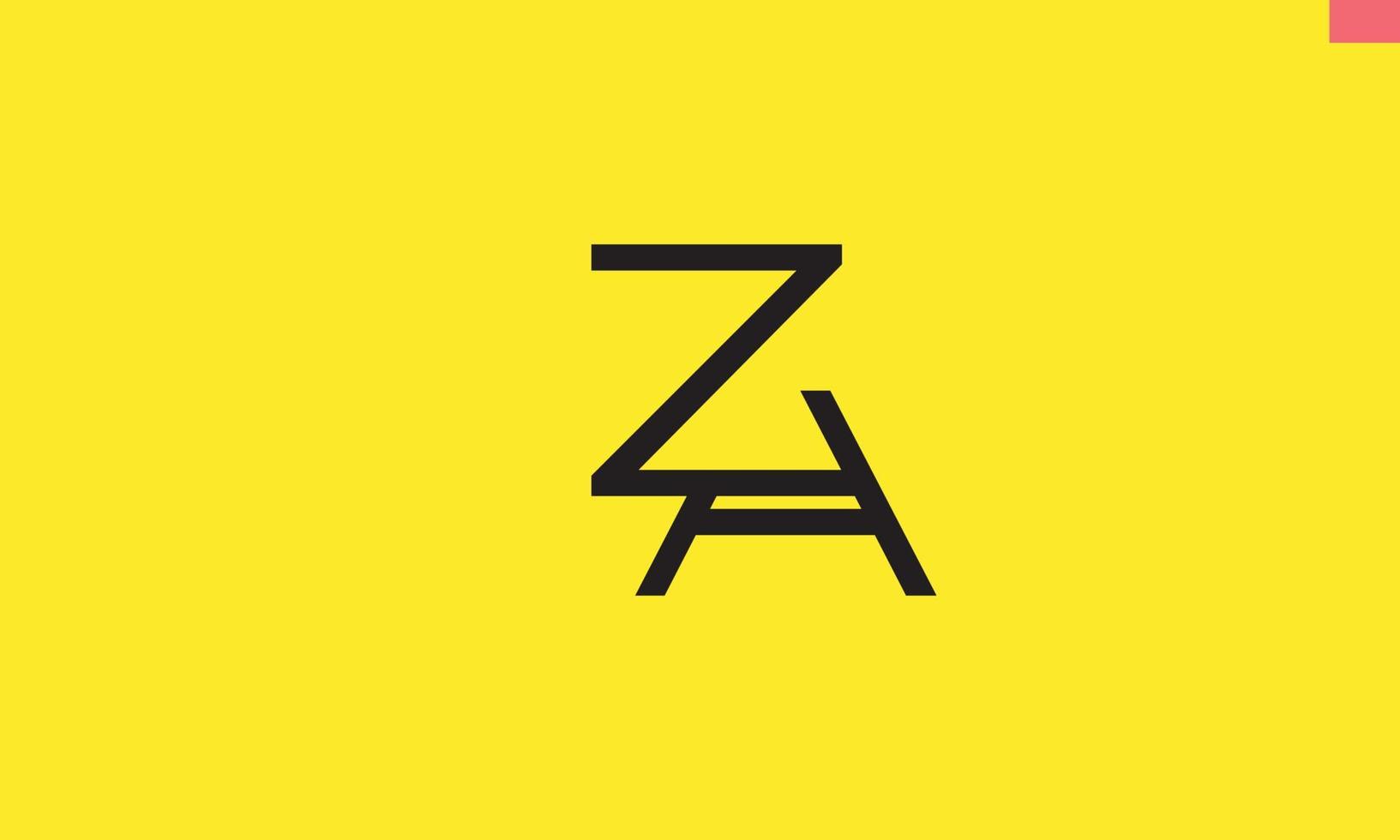 Alphabet letters Initials Monogram logo ZA, AZ, Z and A vector