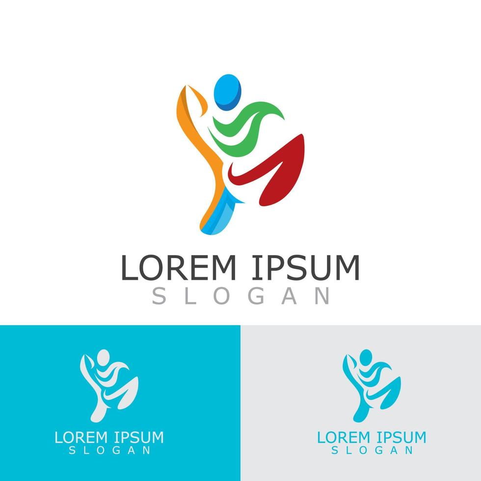 People active abstract logo business and healthy design vector template vector