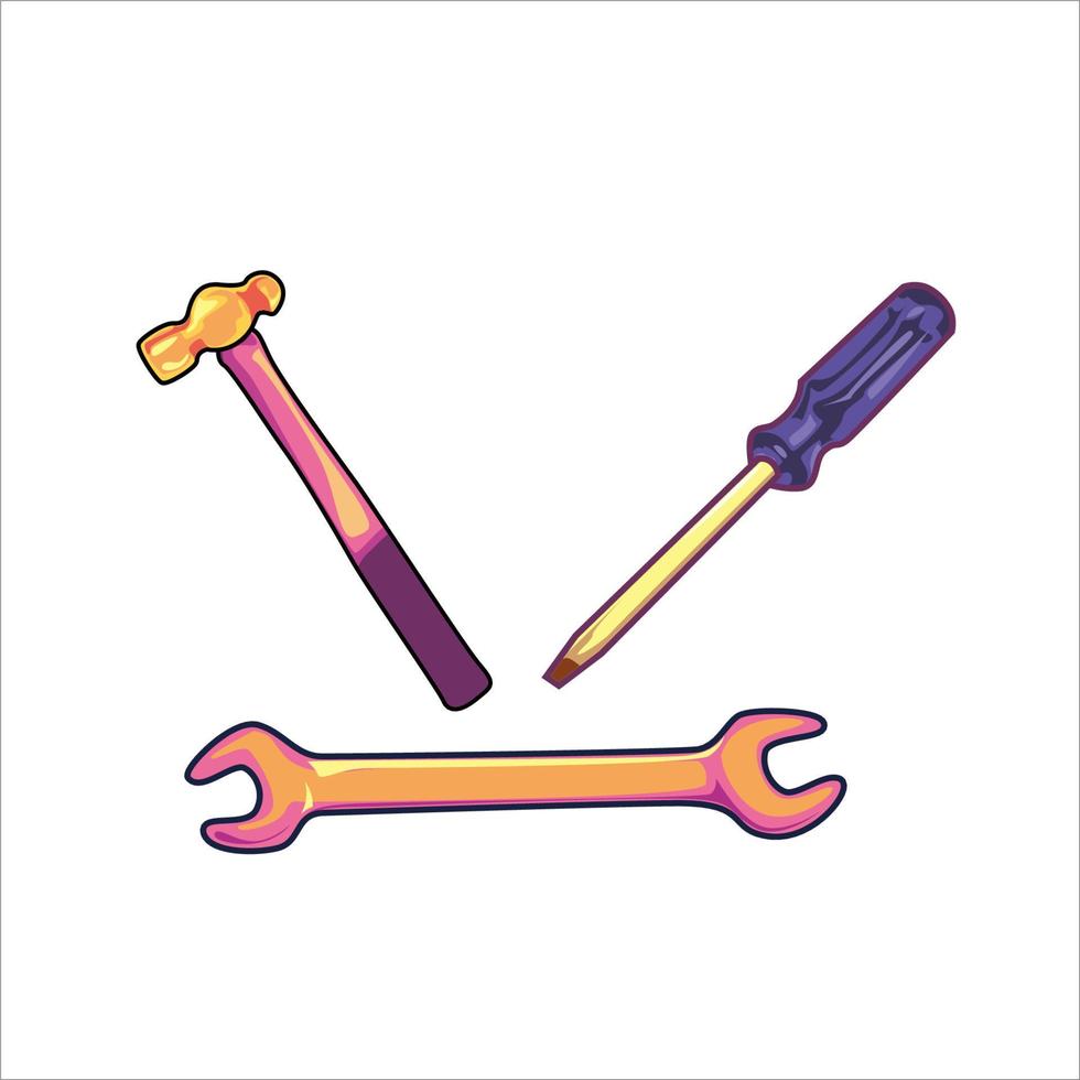 hammer and screwdriver or tools for repair in color vector illustration artwork