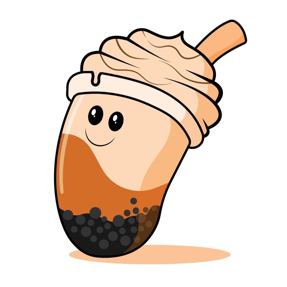 cartoon boba drink illustration vector