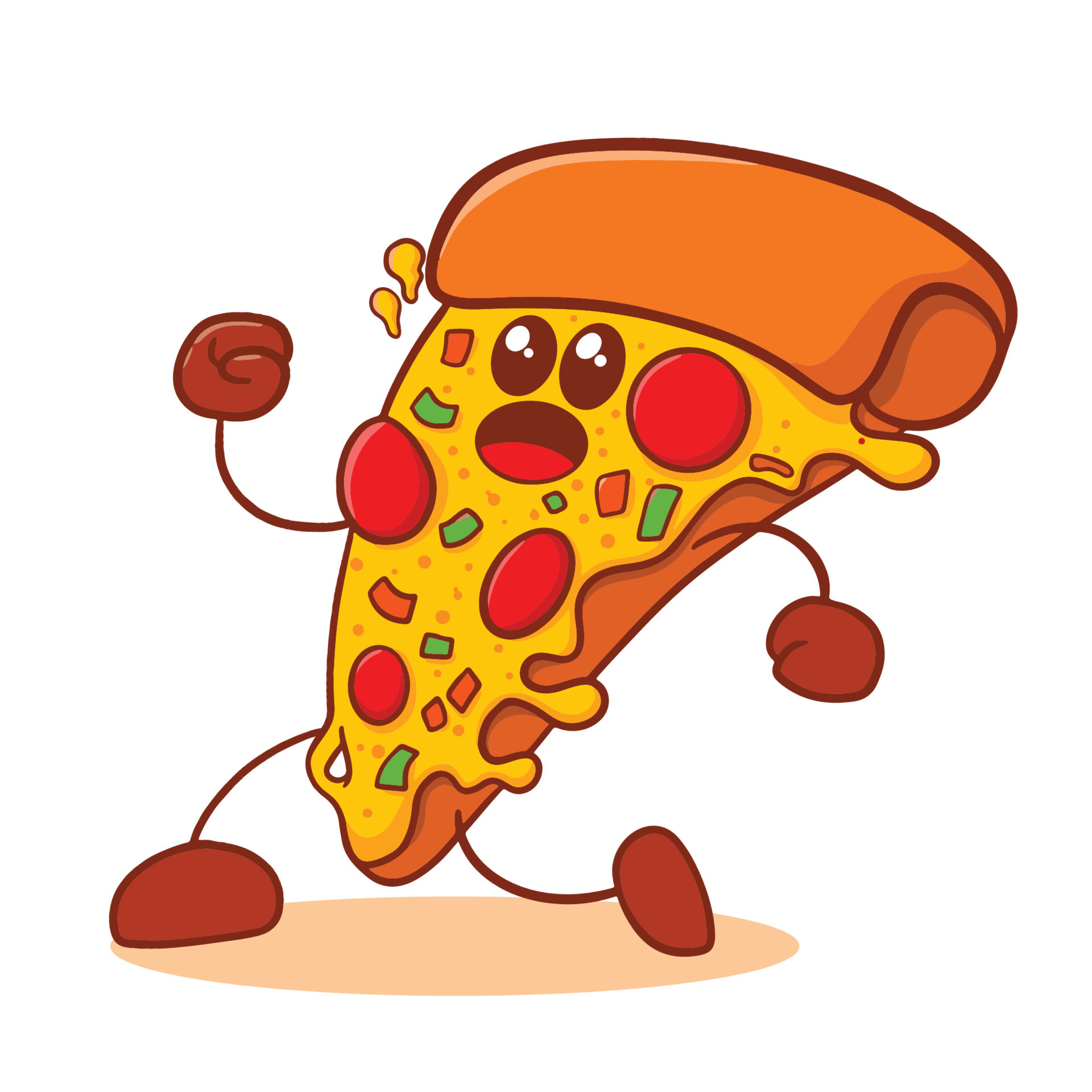 cartoon pizza run design 18915649 Vector Art at Vecteezy