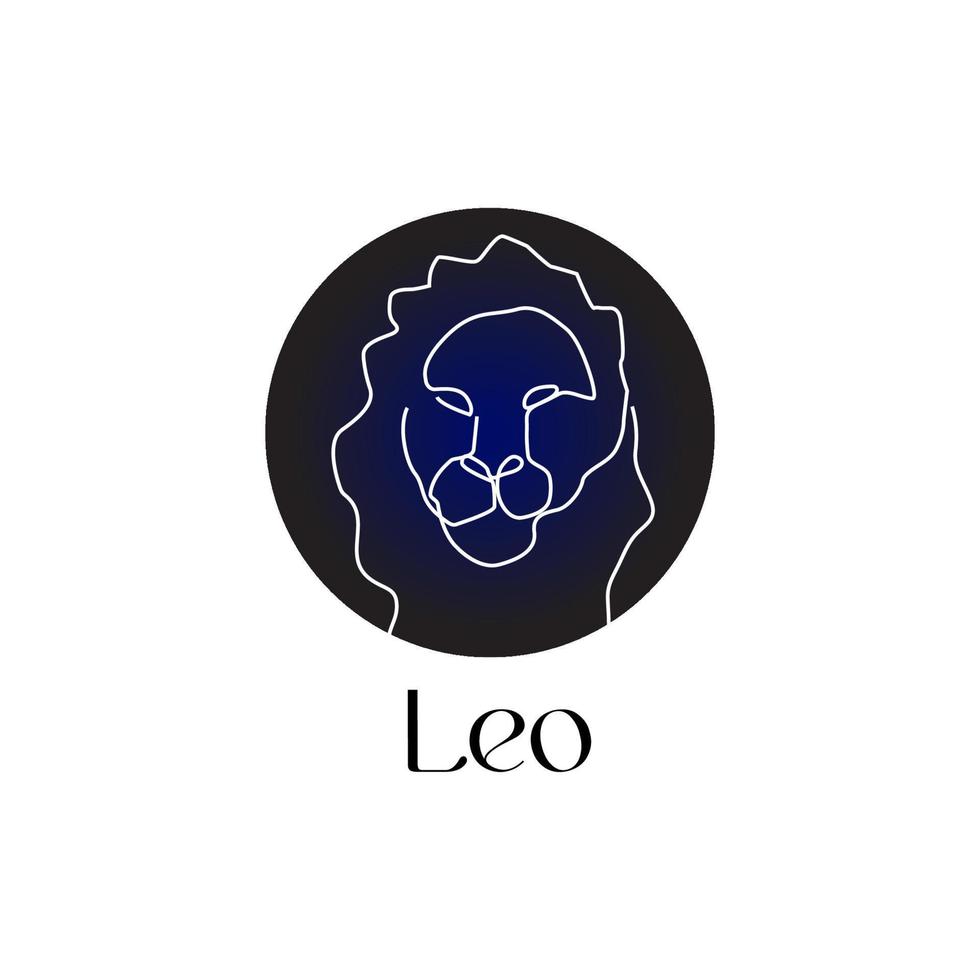 Astrological zodiac sign Leo in line art style on dark blue Zodiak astrology symbol vector