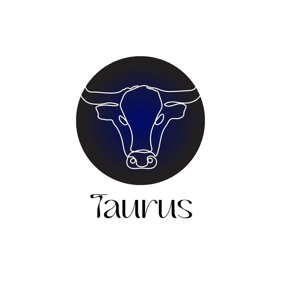 Astrological zodiac sign Taurus in line art style on dark blue Zodiak