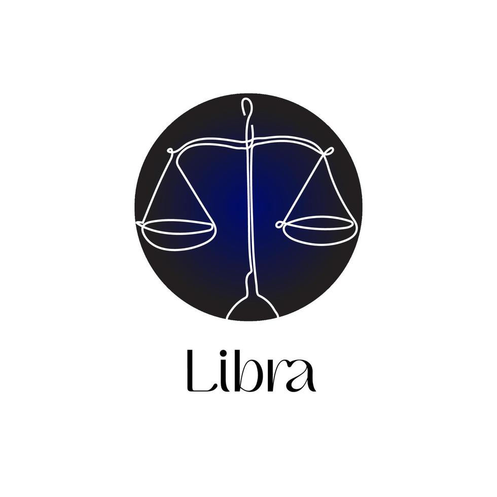 Astrological zodiac sign Libra in line art style on dark blue Zodiak astrology symbol vector