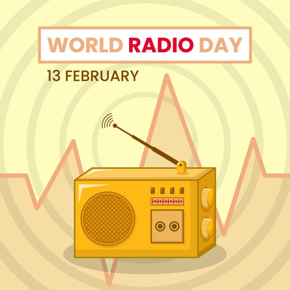 simple design templete for world radio day. minimal, 3d and flat concept. used for icon, symbol, sign or greeting card vector