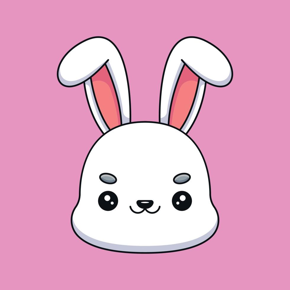 linda cabeza de conejo caricatura mascota garabato arte dibujado a mano esquema concepto vector kawaii icono ilustración