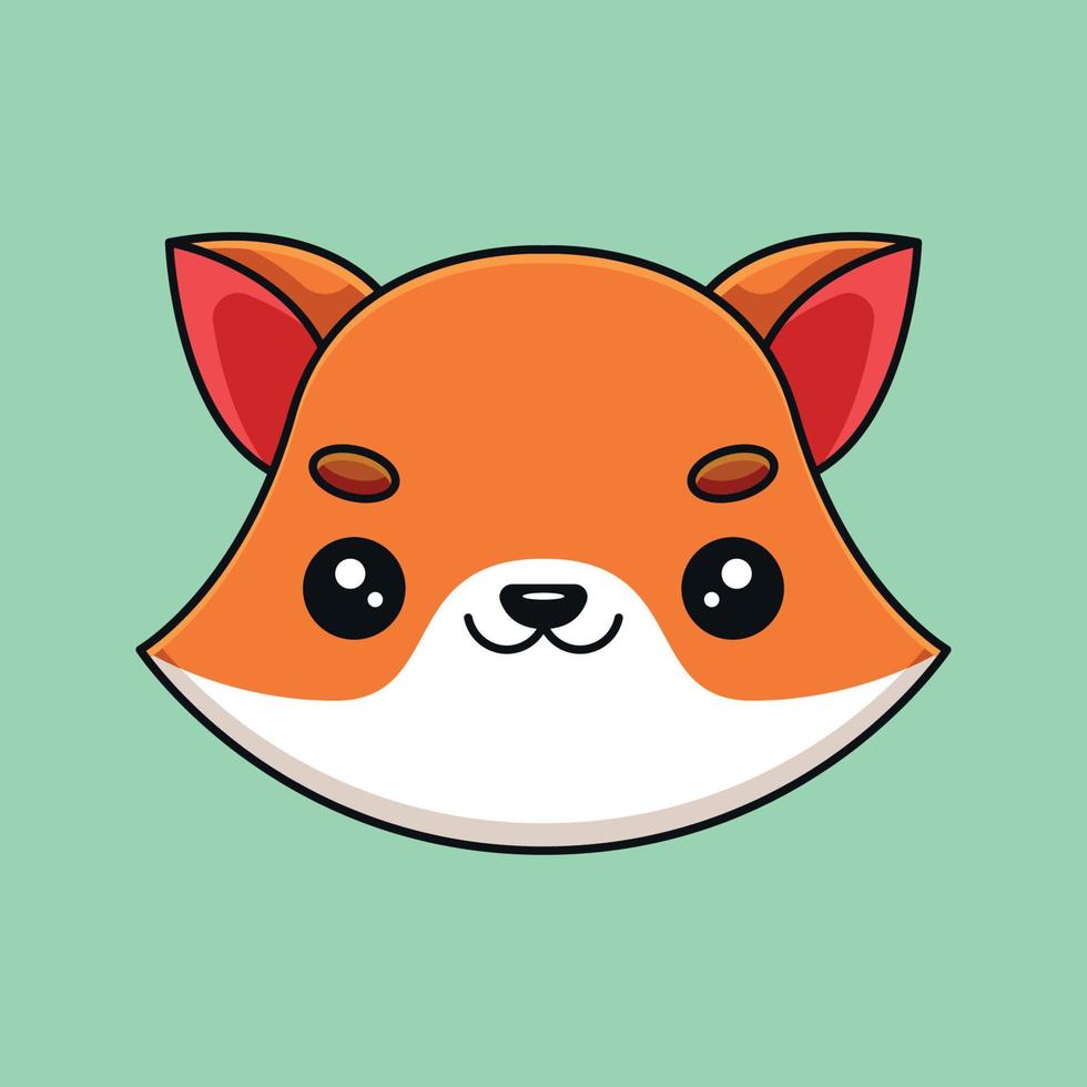 cute fox head cartoon mascot doodle art hand drawn outline concept vector kawaii icon illustration