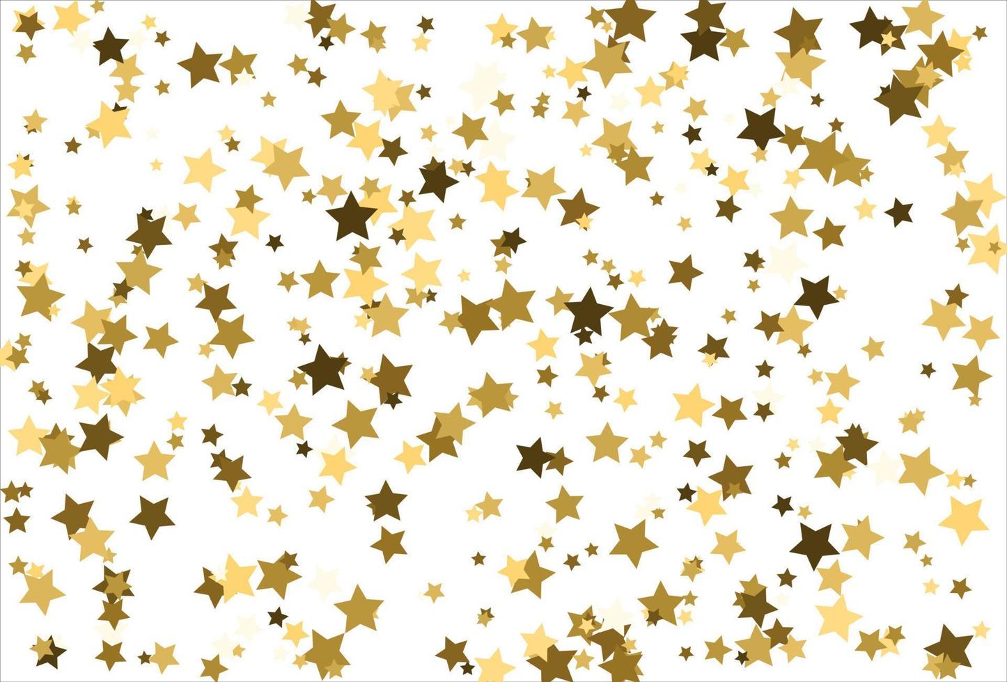 estrellas doradas que caen al azar sobre fondo blanco. patrón brillante para pancarta, tarjeta de felicitación, tarjeta de navidad y año nuevo, invitación, postal, embalaje de papel vector