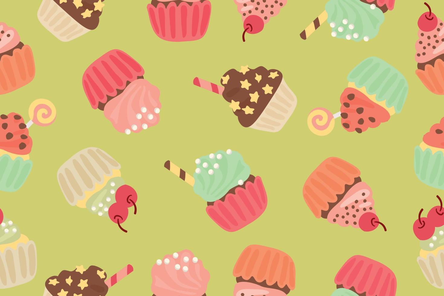 Background of delicious cupcakes. Dessert vector illustration design.