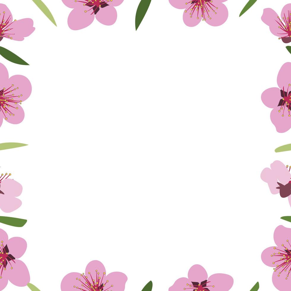 fondo de flores rosas florecientes y hojas verdes. ilustración vectorial vector