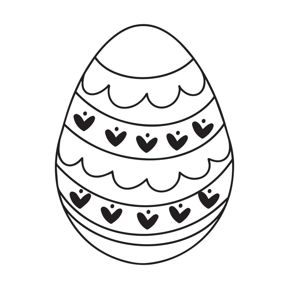 A black and white egg icon with an ornament for the design of Easter holidays. Vector illustration isolated on a white background