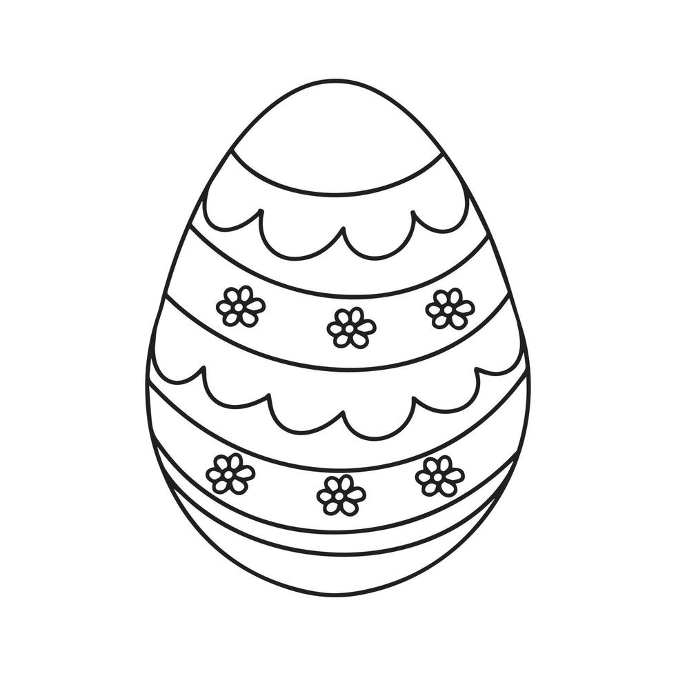 A black and white egg icon with an ornament for the design of Easter holidays. Vector illustration isolated on a white background