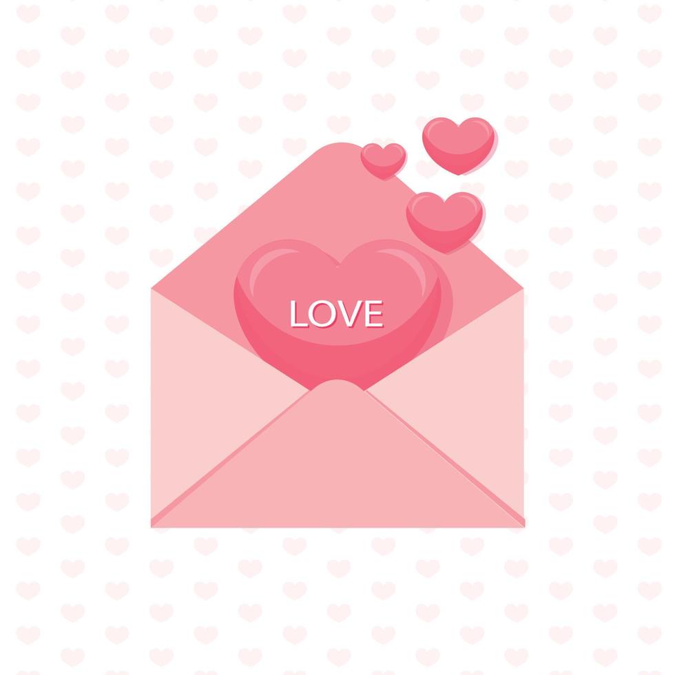 Illustration of the opened envelope with hearts. vector