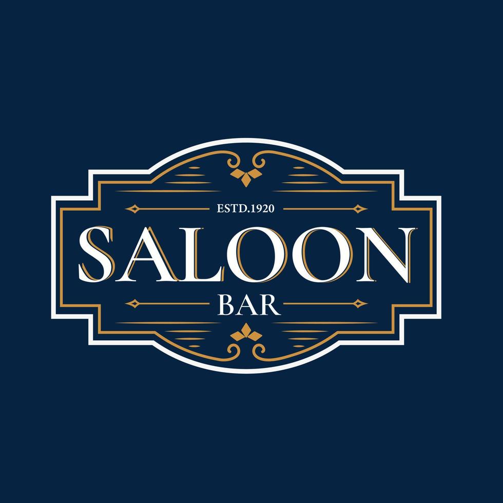 Classic Vintage Country Restaurant Bar Saloon Wild West themed decorative illustration in retro style Western Cowboy Logo vector