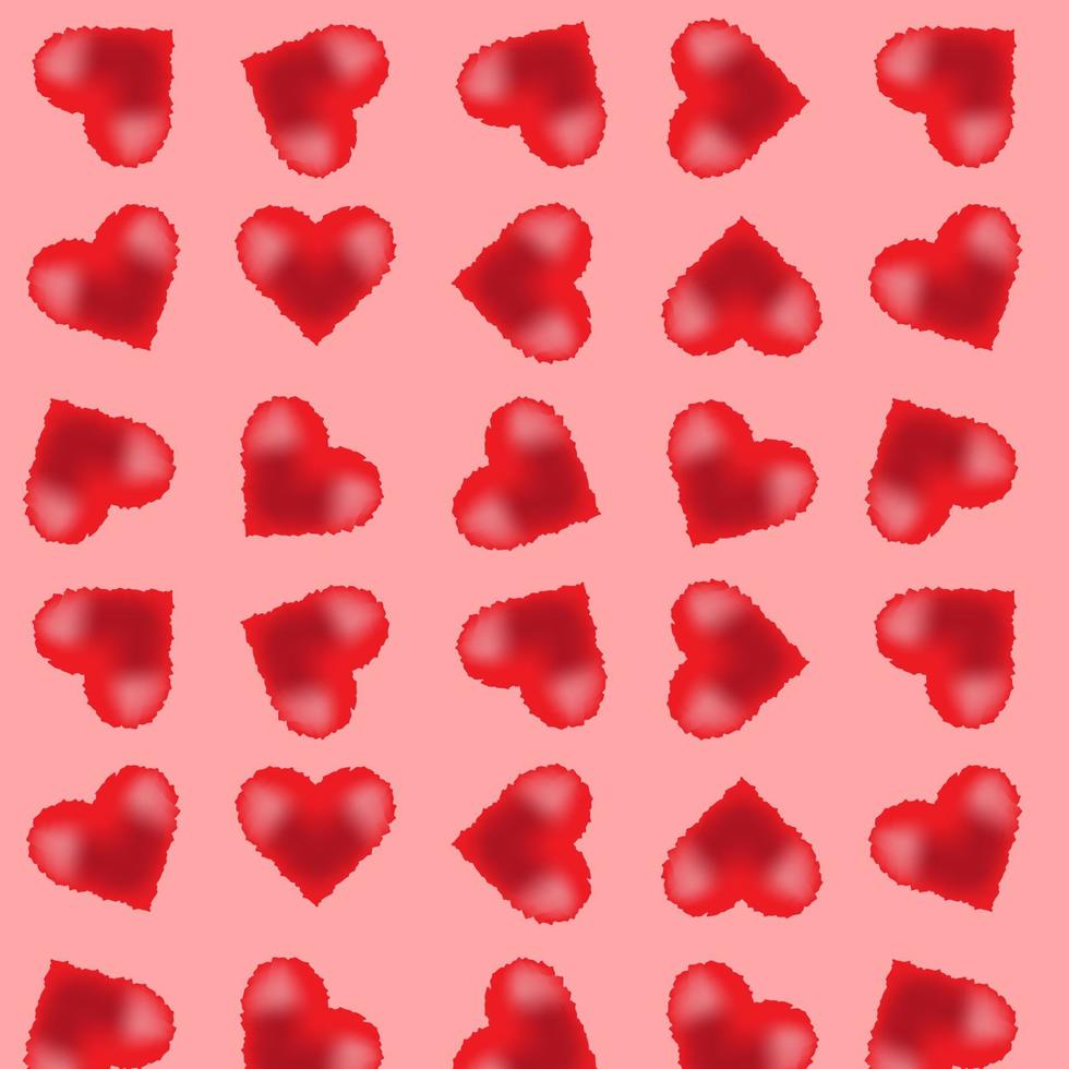 corazones paternos sin fisuras con bordes borrosos, deformados. signos del día de san valentín con textura. ilustración vectorial vector