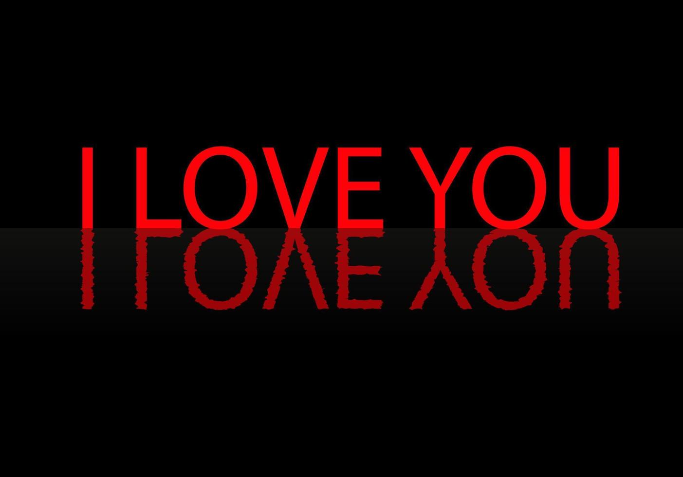 Text I love you reflection under water. For the design of postcards, banners and interiors in a romantic styleIn celebration of St Valentine's day on February the fourteenth vector