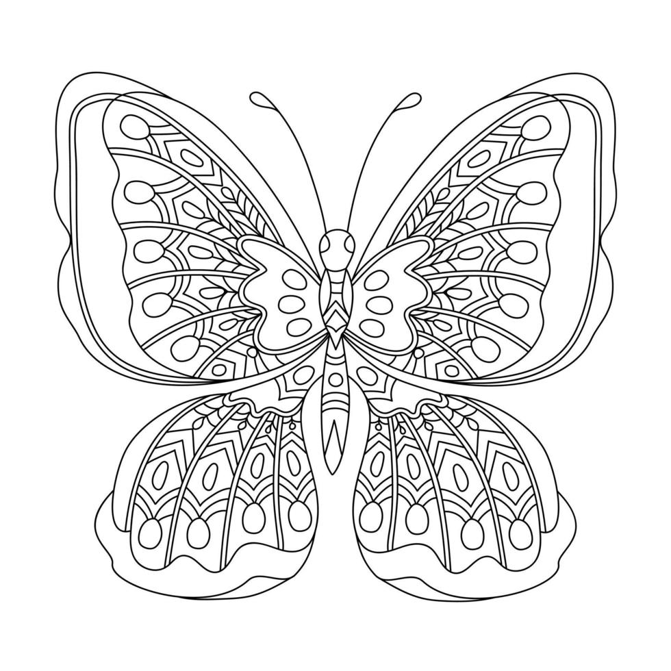 Butterfly. Coloring page in zentangle style. vector
