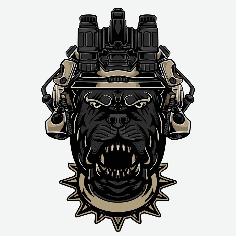 War Dog Military Style Vector Illustration