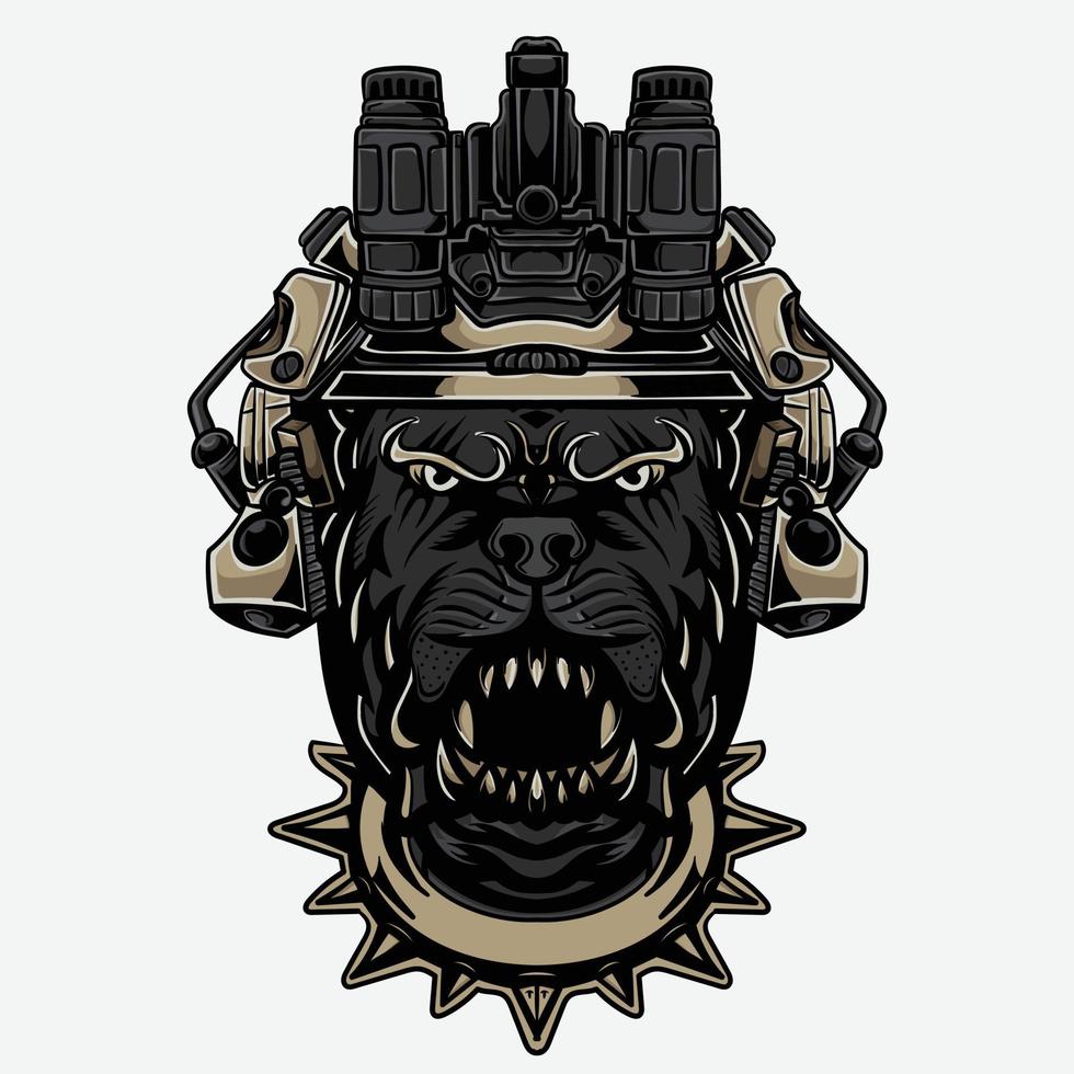 War Dog Military Style Vector Illustration