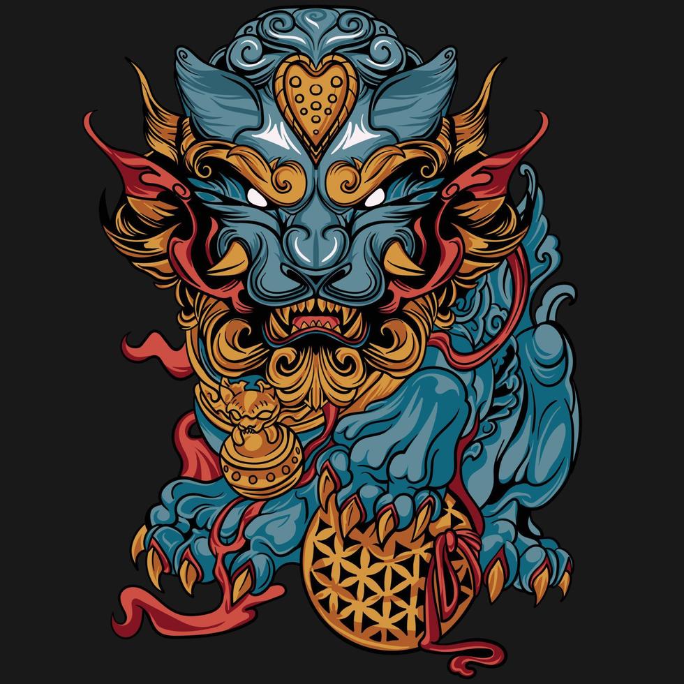 león de china ilustración vectorial vector