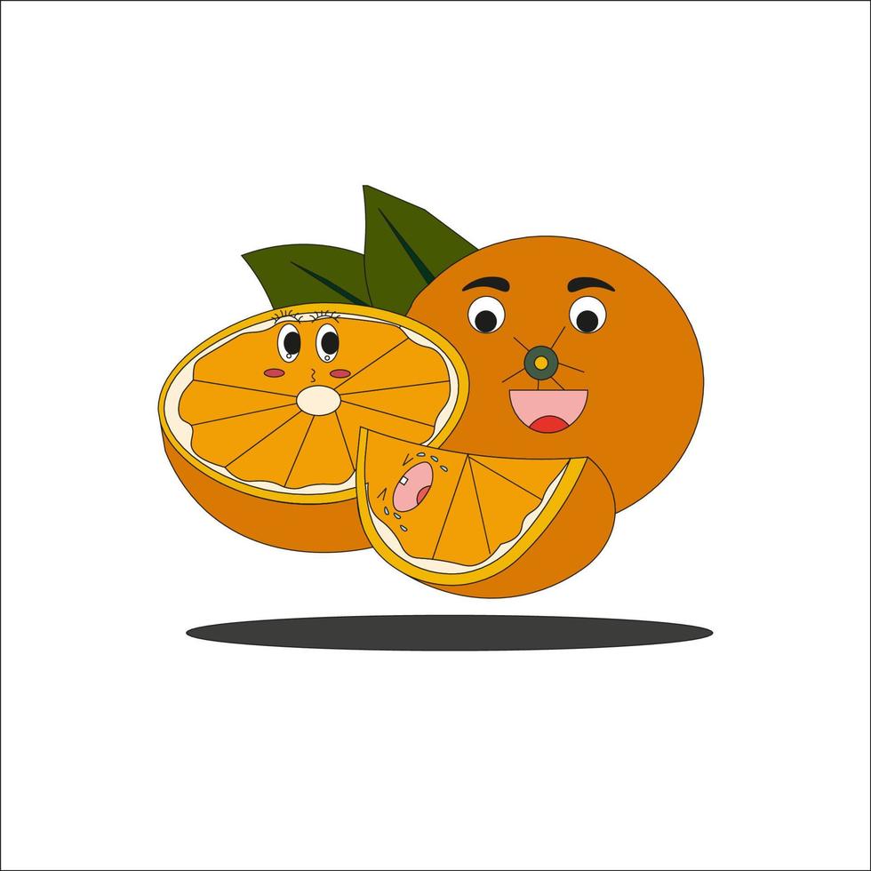 orange fruit little family illustration vector