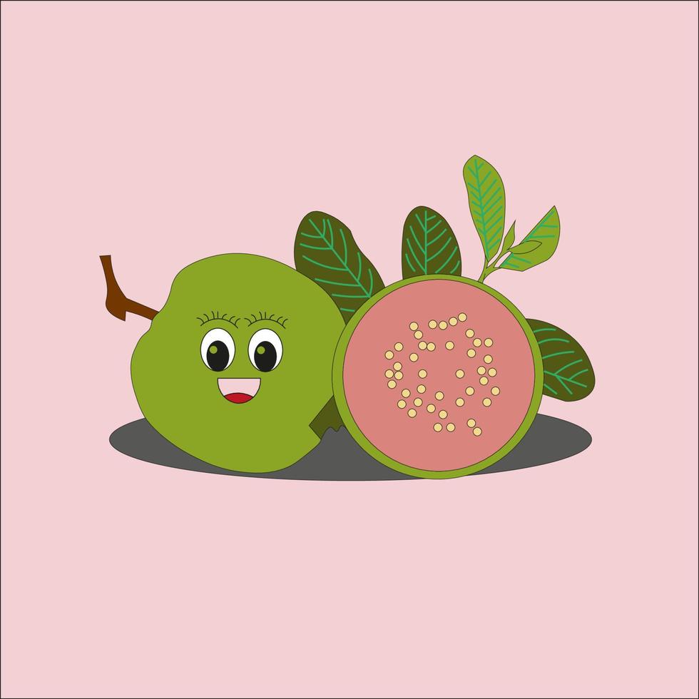 illustration of red guava fruit with a beautiful smile vector