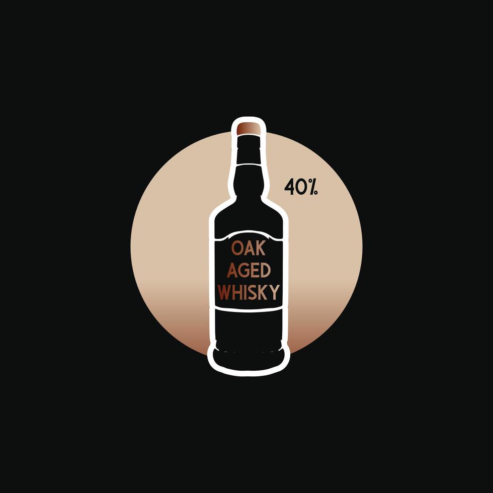 botella de vino o whisky de dibujo a mano de ilustración vintage vector