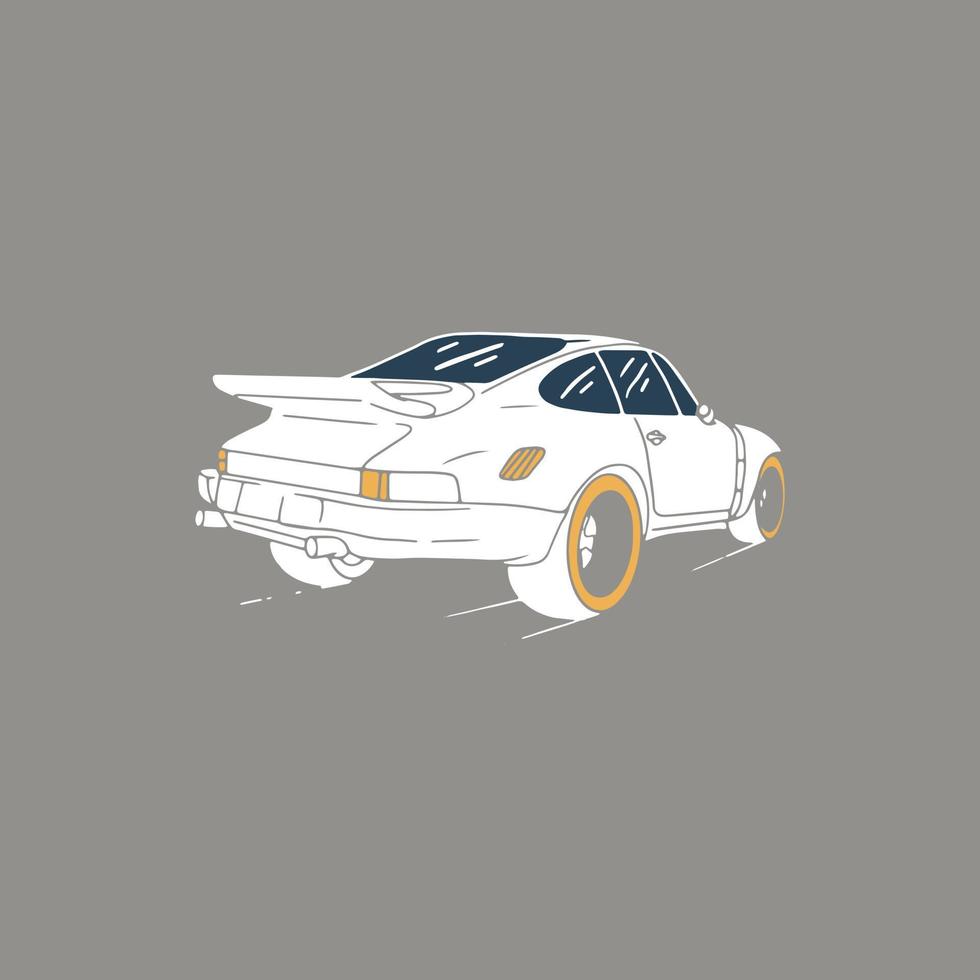 Vintage Illustration Hand Drawing Classic Super Car vector