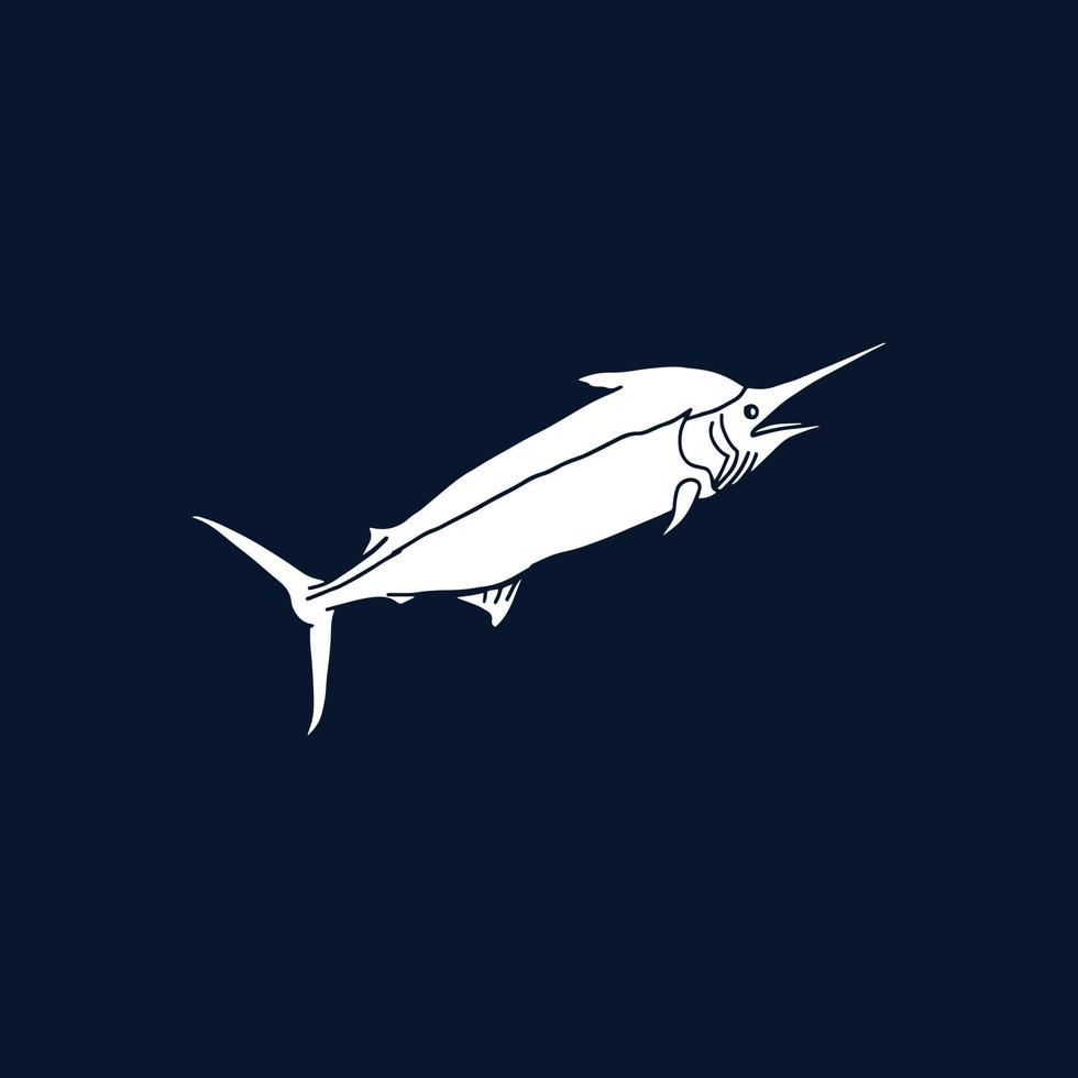 ilustración de pez marlin en estilo vintage dibujado a mano vector