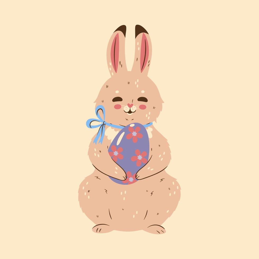 Cute Easter bunny with an egg. Vector graphics.