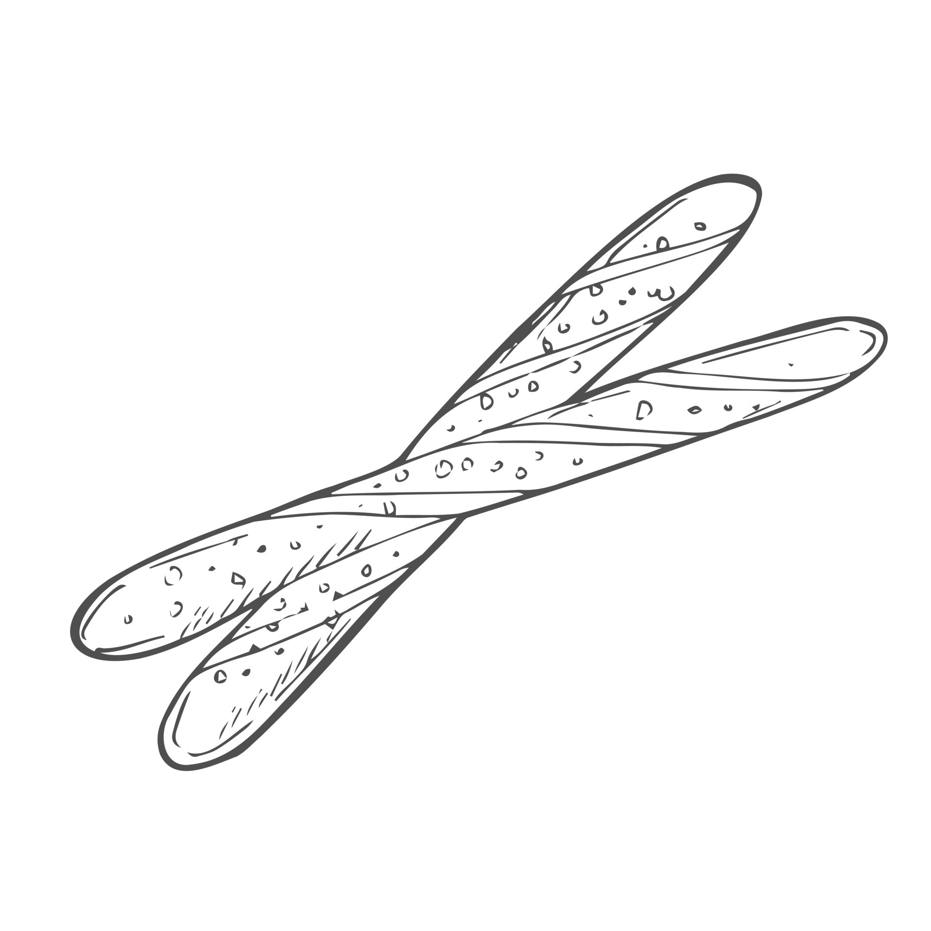 Italian bread grissini. Vector outline illustration in doodle style for