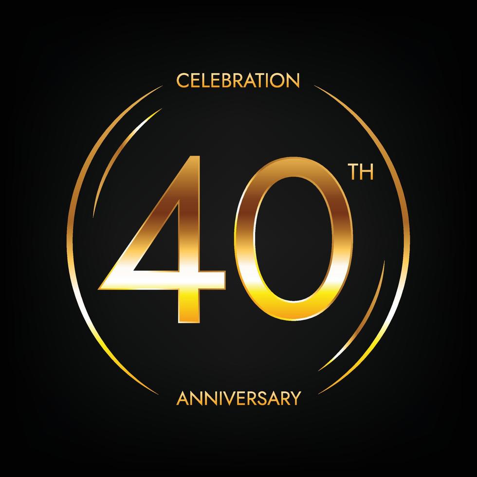 40th anniversary. Golden vector on a black background.