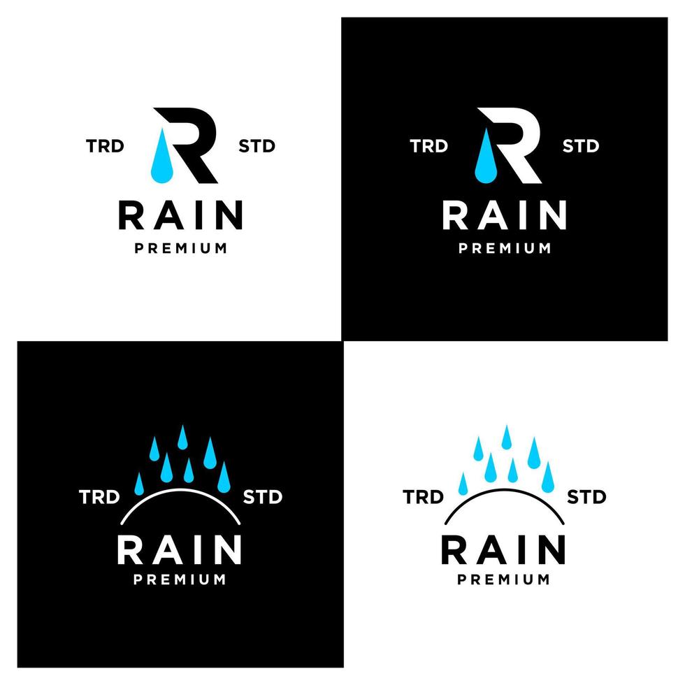 Rain Letter R Logo Icon Design Modern Logo Set Collection vector