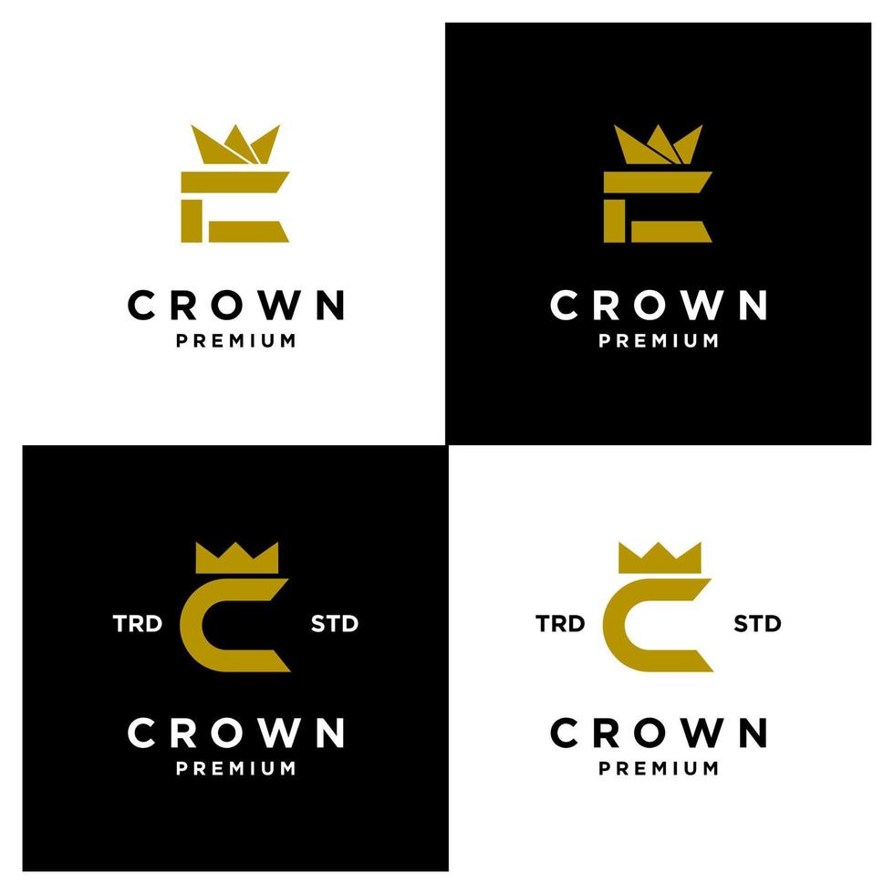 Crown letter C logo icon design set collection vector