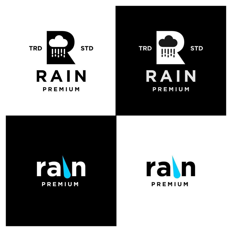 Rain Letter R Logo Icon Design Modern Logo Set Collection vector