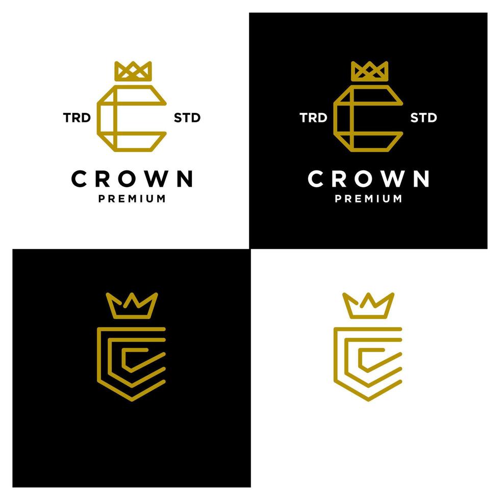 Crown letter C logo icon design set collection vector