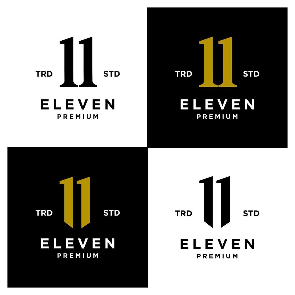 once inicial número 11 icono diseño logotipo conjunto mínimo colección vector
