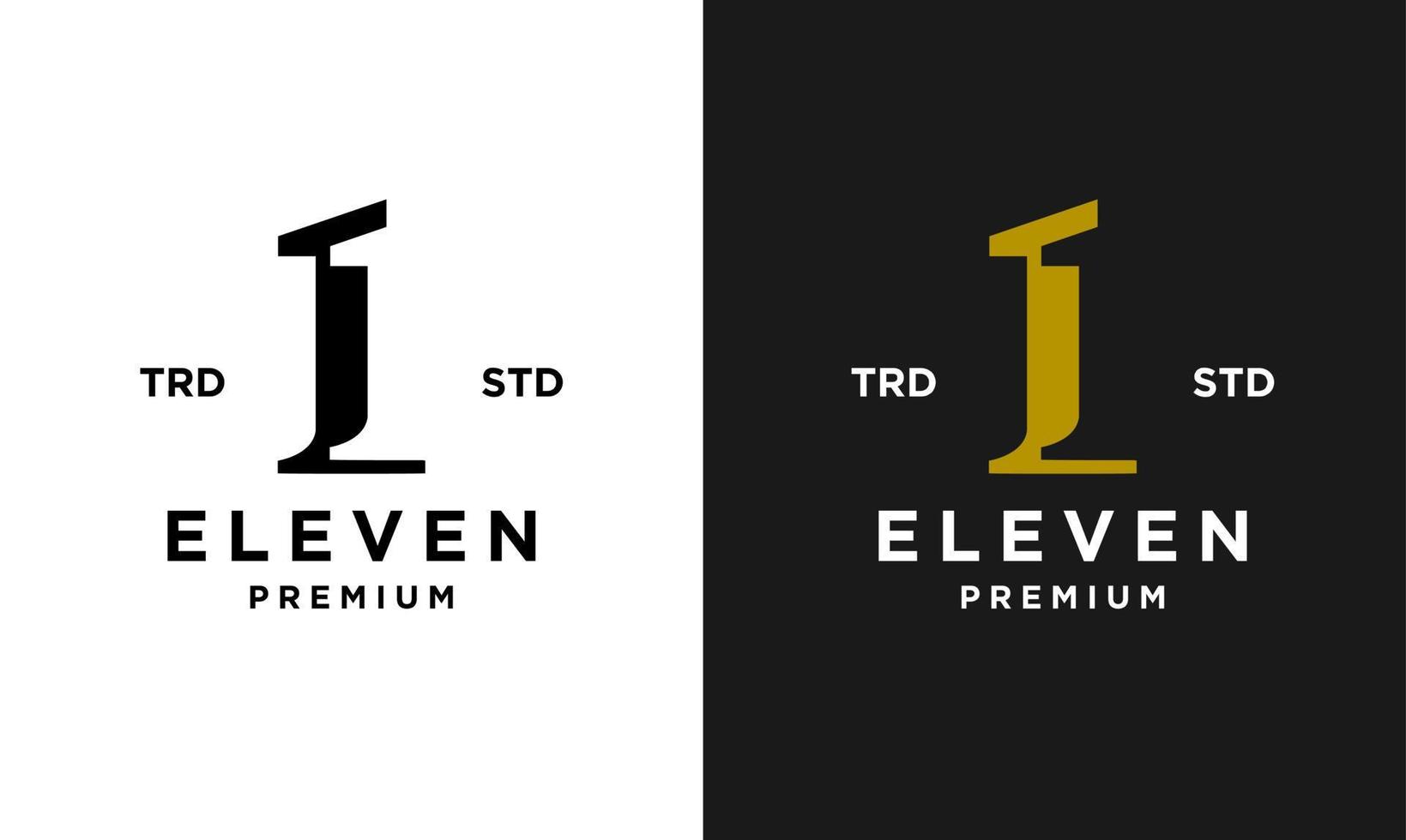 Eleven Initial number 11 icon design logo minimal vector