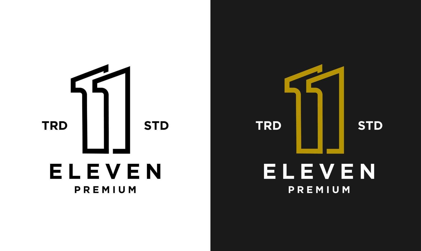 Eleven Initial number 11 icon design logo minimal vector