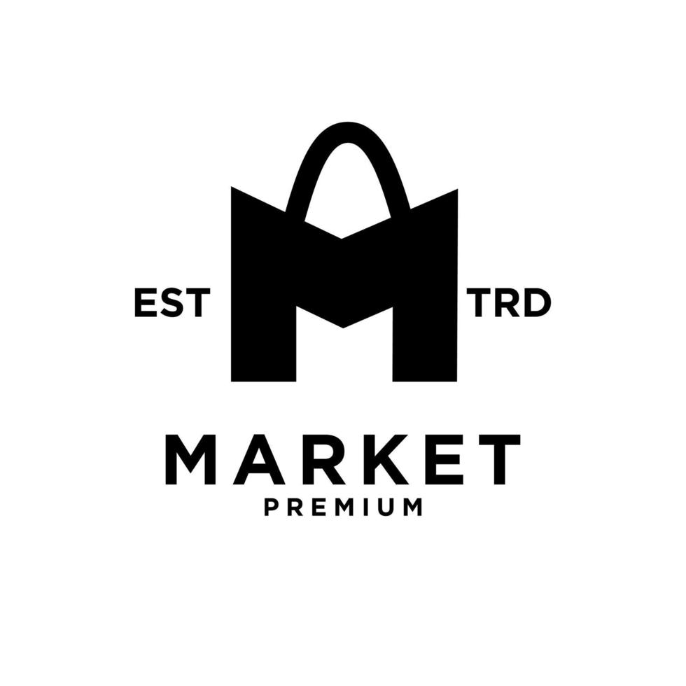 Market shop bag initial M logo icon design vector