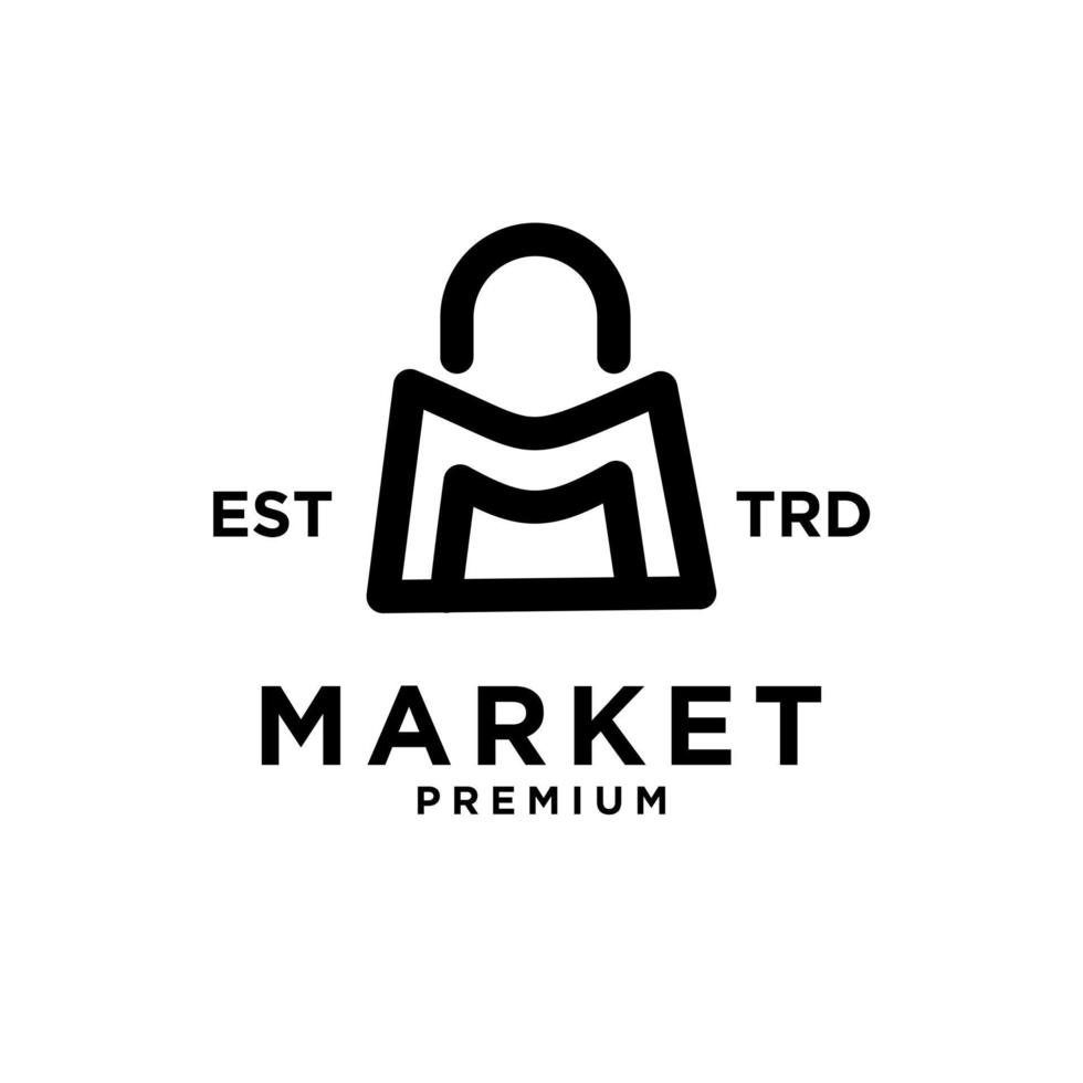 Market shop bag initial M logo icon design vector