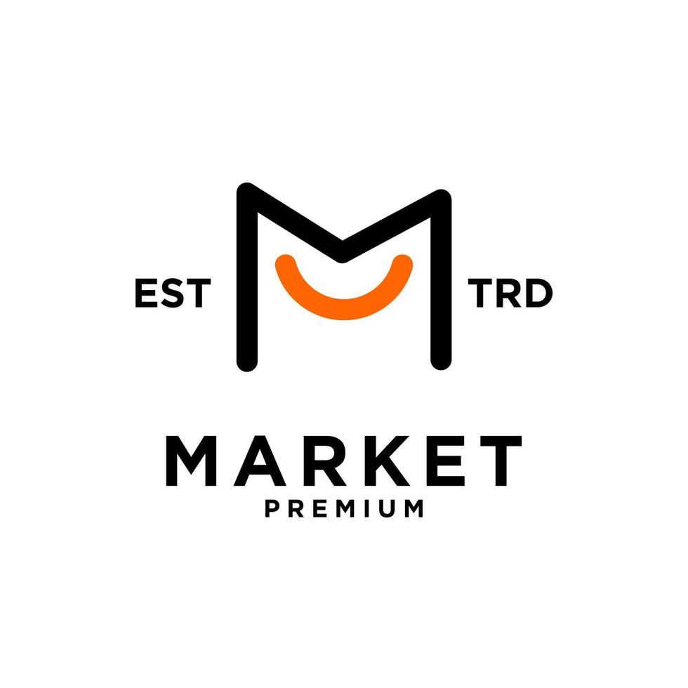 Market shop bag initial M logo icon design vector